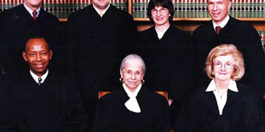 Supreme Court 2022 - (Front)James H. Coleman Jr., Chief Justice Doborah T. Poritz Virginia Long (Back) James R. Zazzali, Peter Verniero, Jaynee LaVecchia, Barry T. Albin