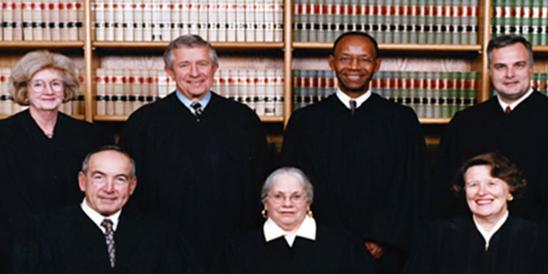 Supreme Court 1999 - (Front)Daniel J. O’Hern, Chief Justice Deborah T. Poritz, Marie Garibaldi (Back) Virginia Long, Gary S. Stein, James H. Coleman Jr., Peter Verniero