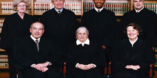 Supreme Court 1999 - (Front)Daniel J. O’Hern, Chief Justice Deborah T. Poritz, Marie Garibaldi (Back) Virginia Long, Gary S. Stein, James H. Coleman Jr., Peter Verniero