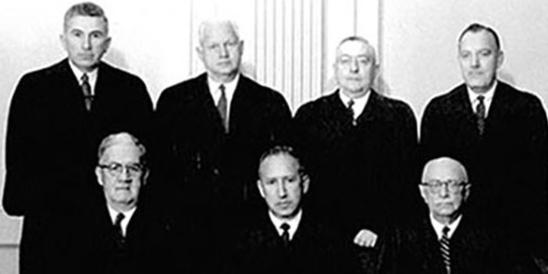 Supreme Court year-1956  (Front)Harry Heher, Chief Justice Joseph Weintraub, A. Dayton Oliphant (Back) Nathan Jacobs, William Wachenfeld, Albert Burling, John Francis
