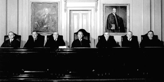 Supreme Court year-1960 (Left to Right) Frederick Hall, John Francis, Albert Burling, Chief Justice Joseph Weintraub, Nathan Jacobs, Haydn Proctor, C. Thomas Schettino