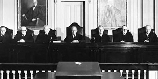 Supreme Court year-1972 (Left to Right)C. Thomas Schettino, Haydn Proctor, Nathan L. Jacobs, Chief Justice Joseph Weintraub, John J. Francis, Frederick W. Hall, Worrell F. Mountain
