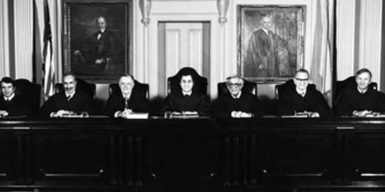 Supreme Court -1977 (Left to Right) Alan B. Handler, Robert L. Clifford, Mark A. Sullivan, Chief Justice Robert N. Wilentz, Morris Pashman, Sidney M. Schreiber, Stewart G. Pollock