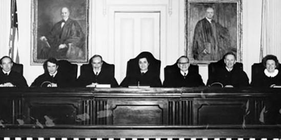 Supreme Court -1978 (Left to Right) Daniel J. O’Hern, Alan B. Handler, Robert L. Clifford, Chief Justice Robert N. Wilentz, Sidney M. Schreiber, Stewart Pollock, Marie L. Garibaldi