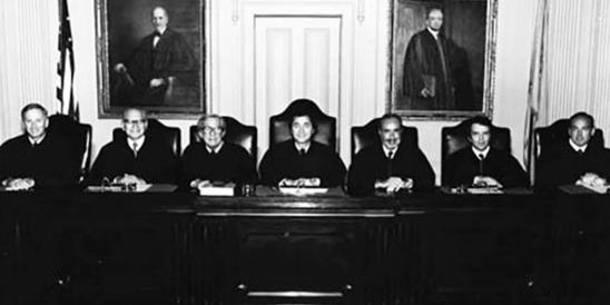 Supreme Court - 1979 (Left to Right) Stewart G. Pollock, Sidney M. Schreiber, Morris Pashman, Chief Justice Robert Wilentz, Robert L. Clifford, Alan B. Handler, Daniel J. O’Hern